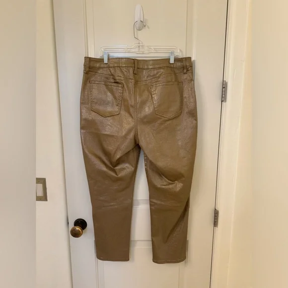 Chico's So Slimming Gold Metallic Alligator Ankle Jeans 3 16 - Picture 3 of 6